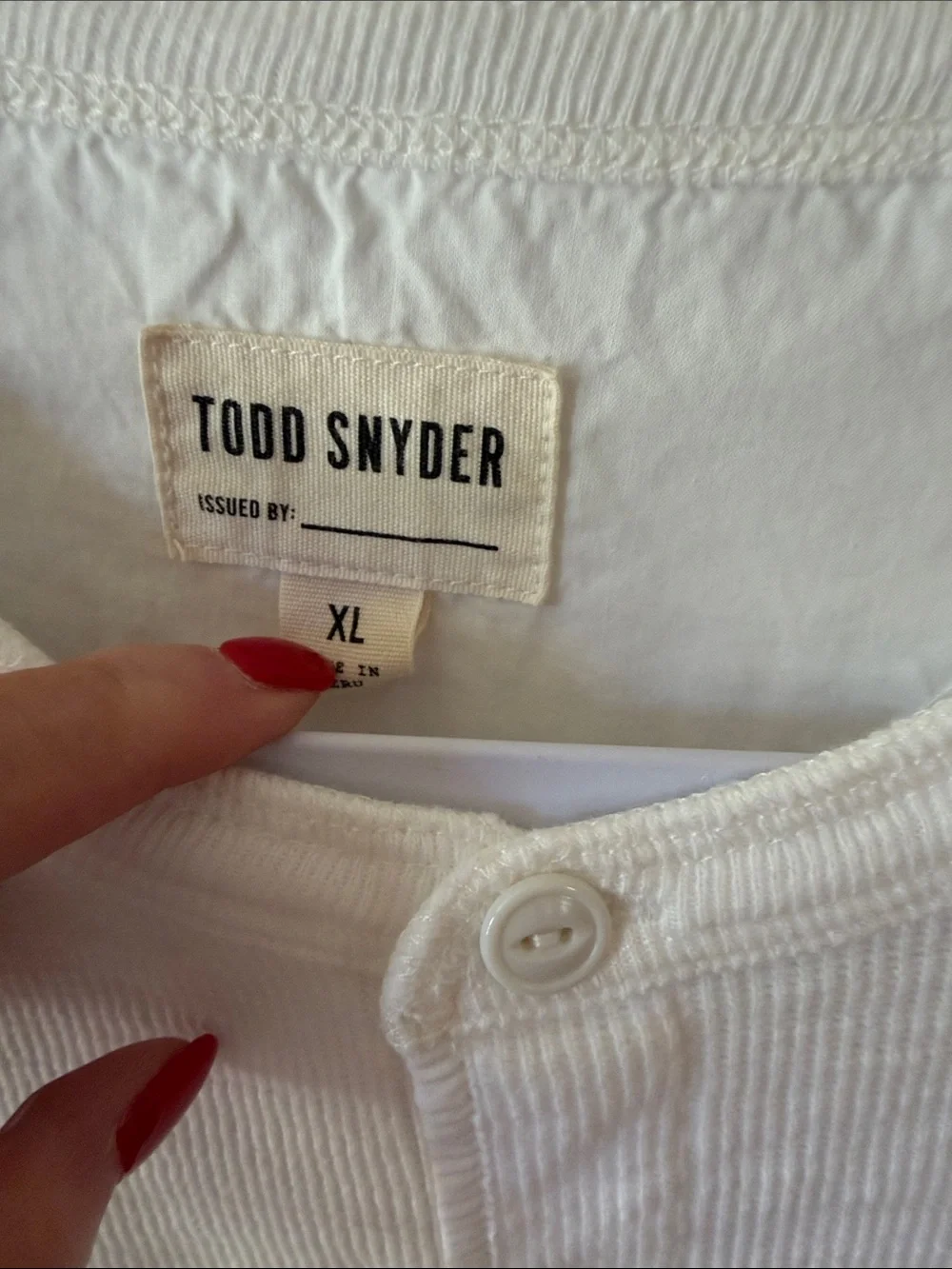Todd Snyder Antique White Lightweight Mini Waffle Henley Sz XL. Box2 - Picture 3 of 8